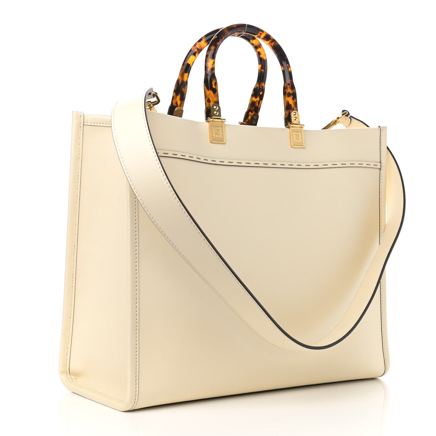Vitello King Plexiglass Medium Fendi Sunshine Shopper Tote White Ice