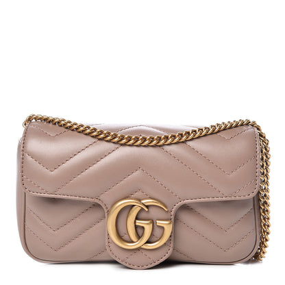 Gucci Calfskin Matelasse Super Mini GG Marmont Shoulder Bag Porcelain Rose 1 of 10