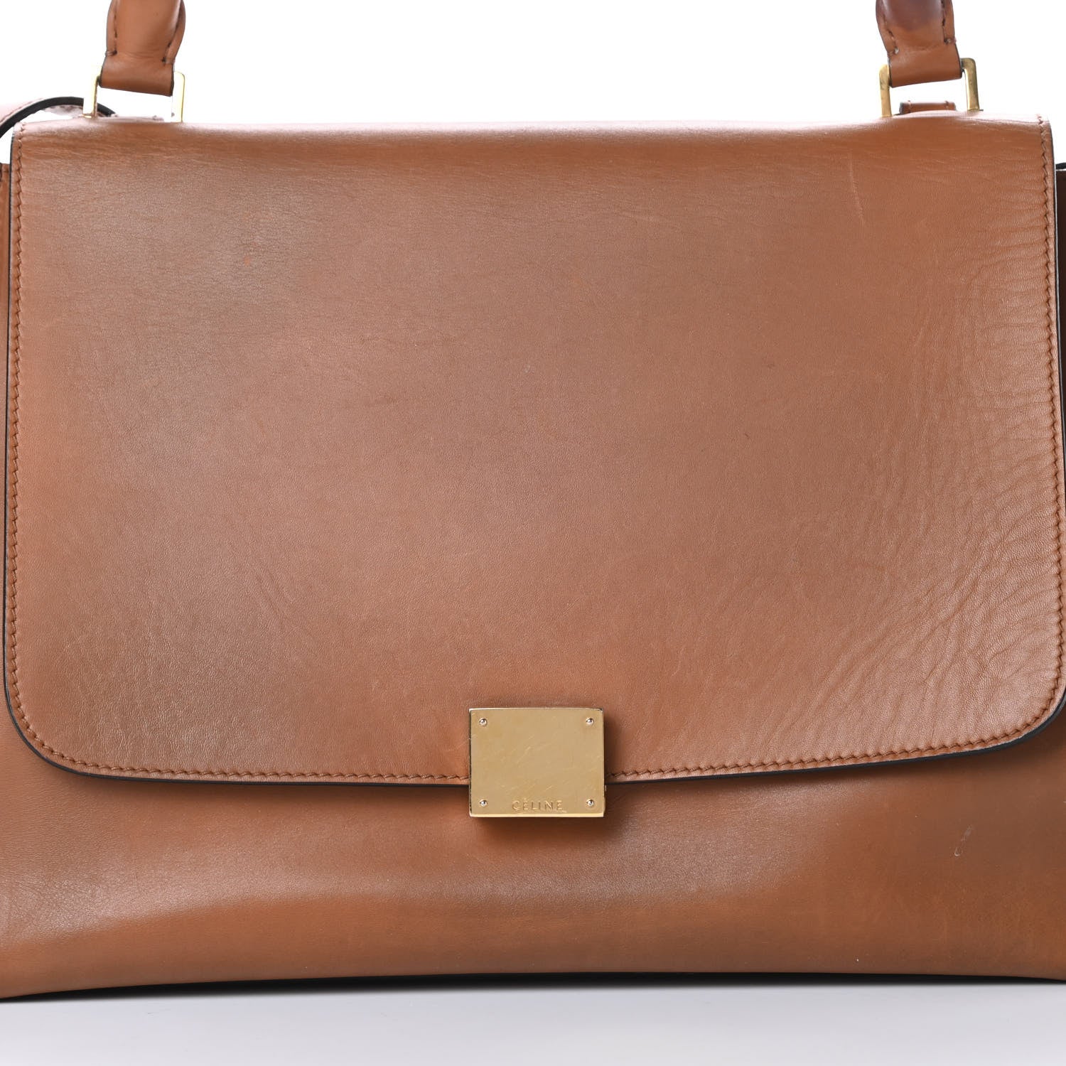 Celine Smooth Calfskin Suede Medium Trapeze Tan 7 of 18