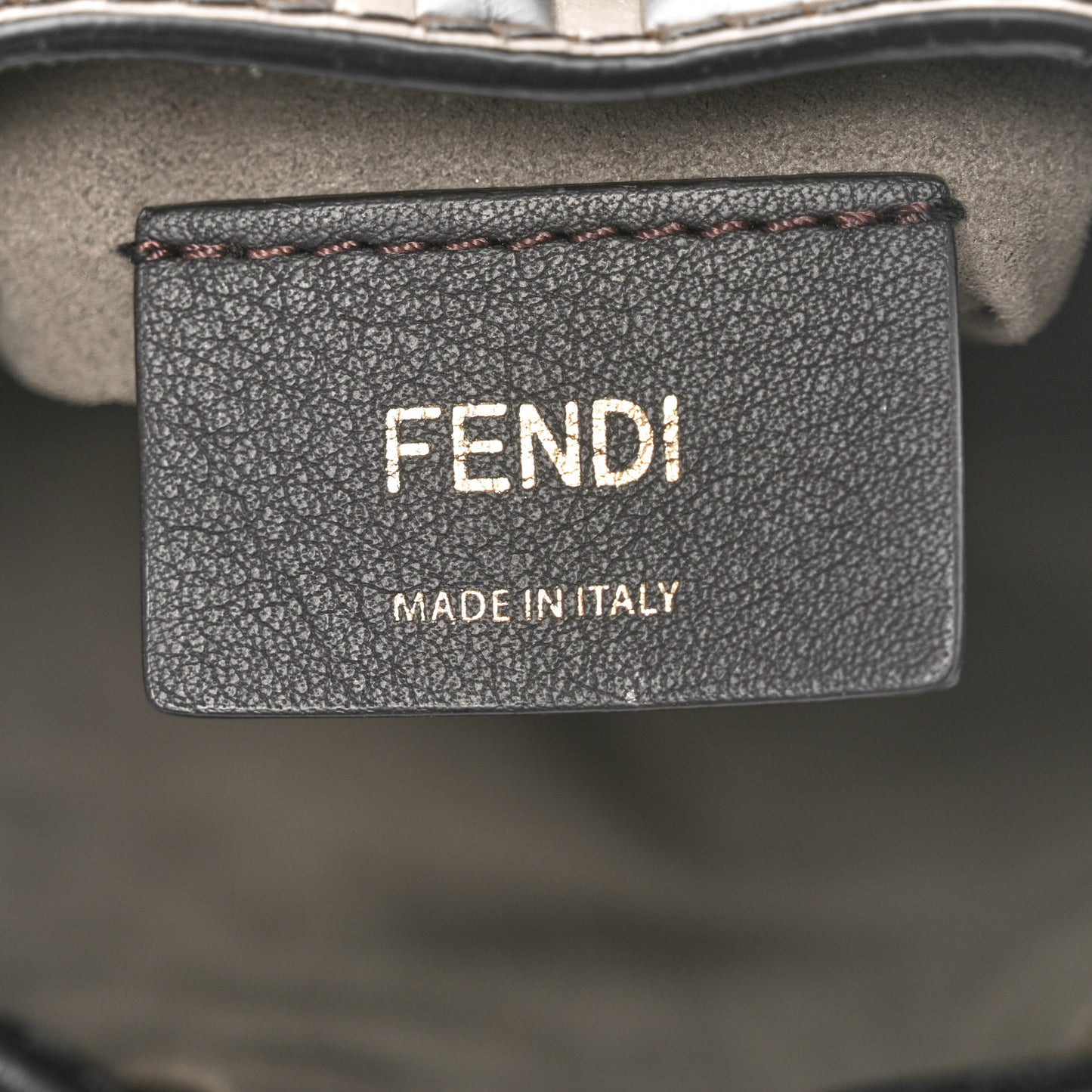 Vitello Liberty F is Fendi Bi-Color FF 1974 Embossed Mini Mon Tresor Bucket Bag Maya Black