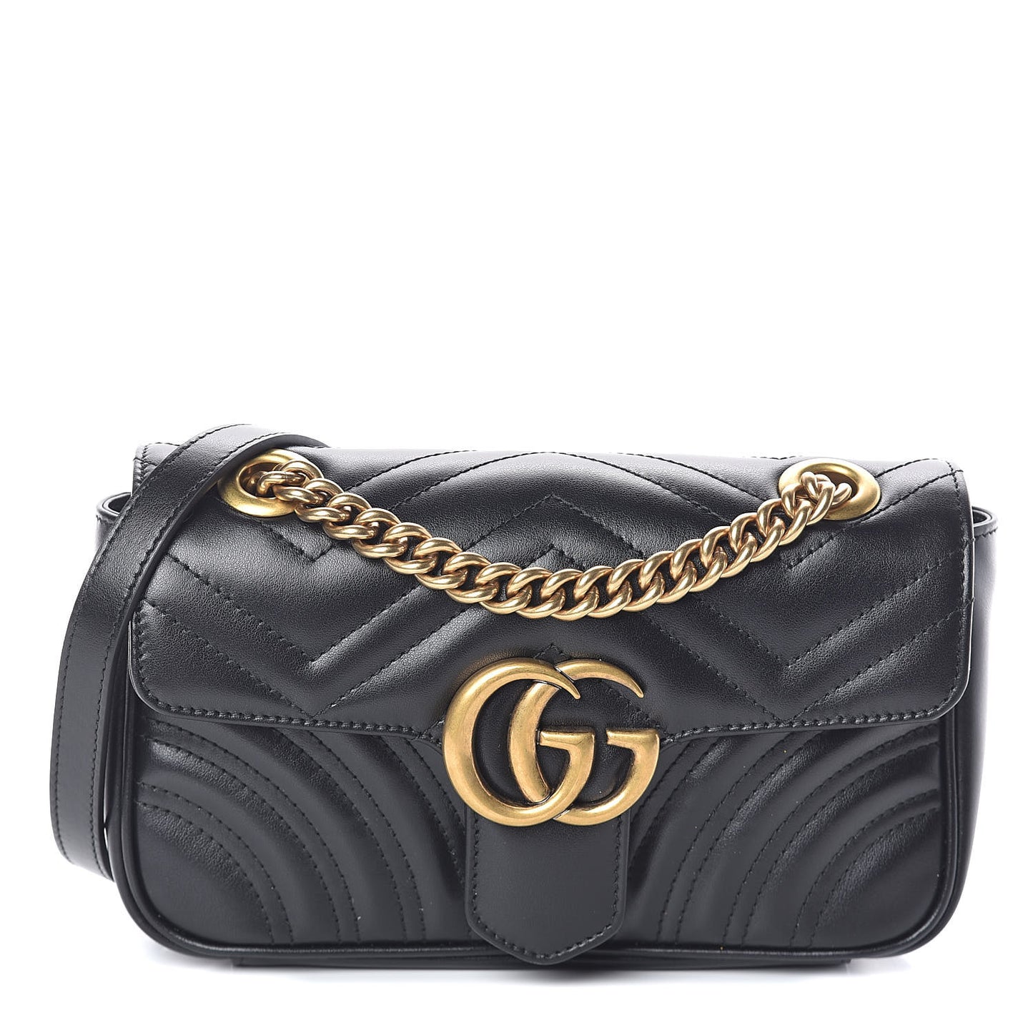 Calfskin Matelasse Mini GG Marmont Shoulder Bag Black
