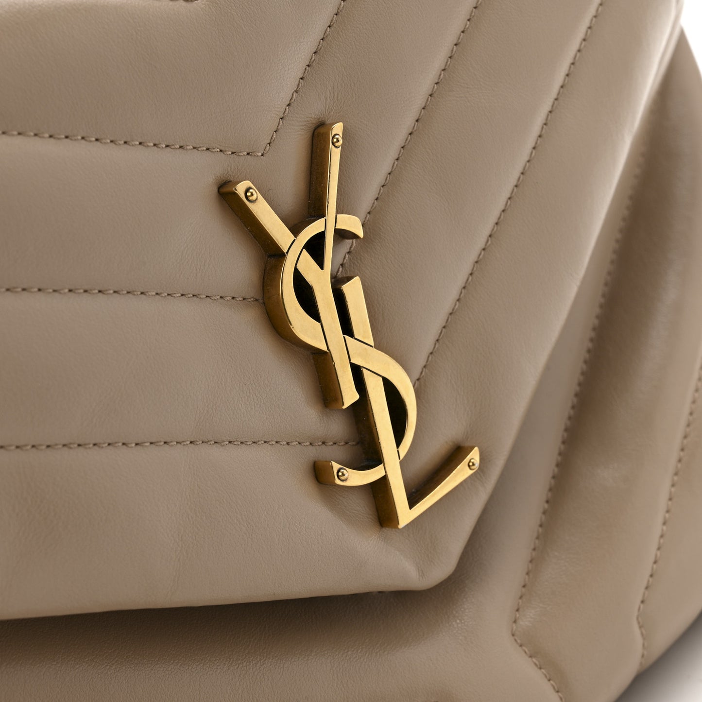 Calfskin Y Quilted Monogram Medium Loulou Chain Satchel Dark Beige