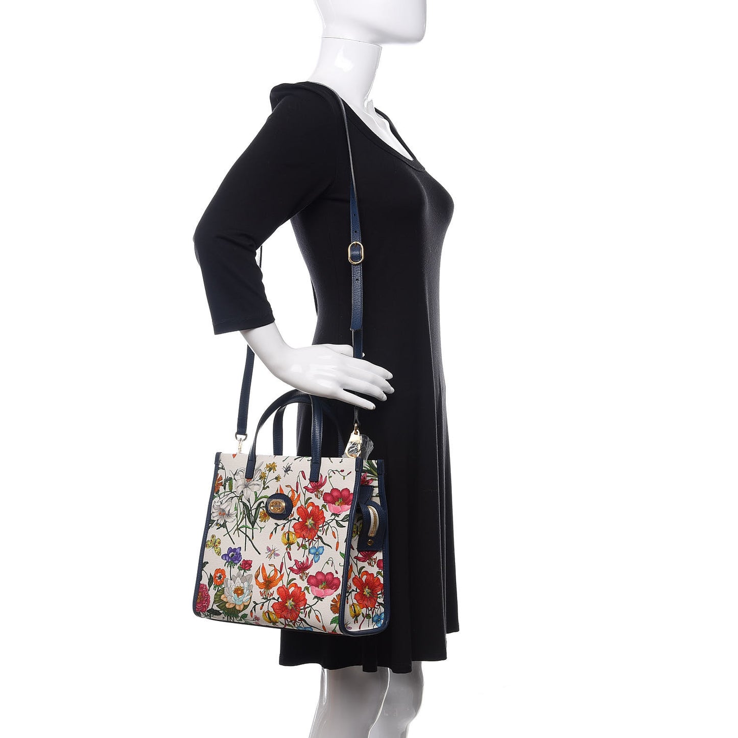 Canvas Medium Flora Tote White Multicolor Blue Agata