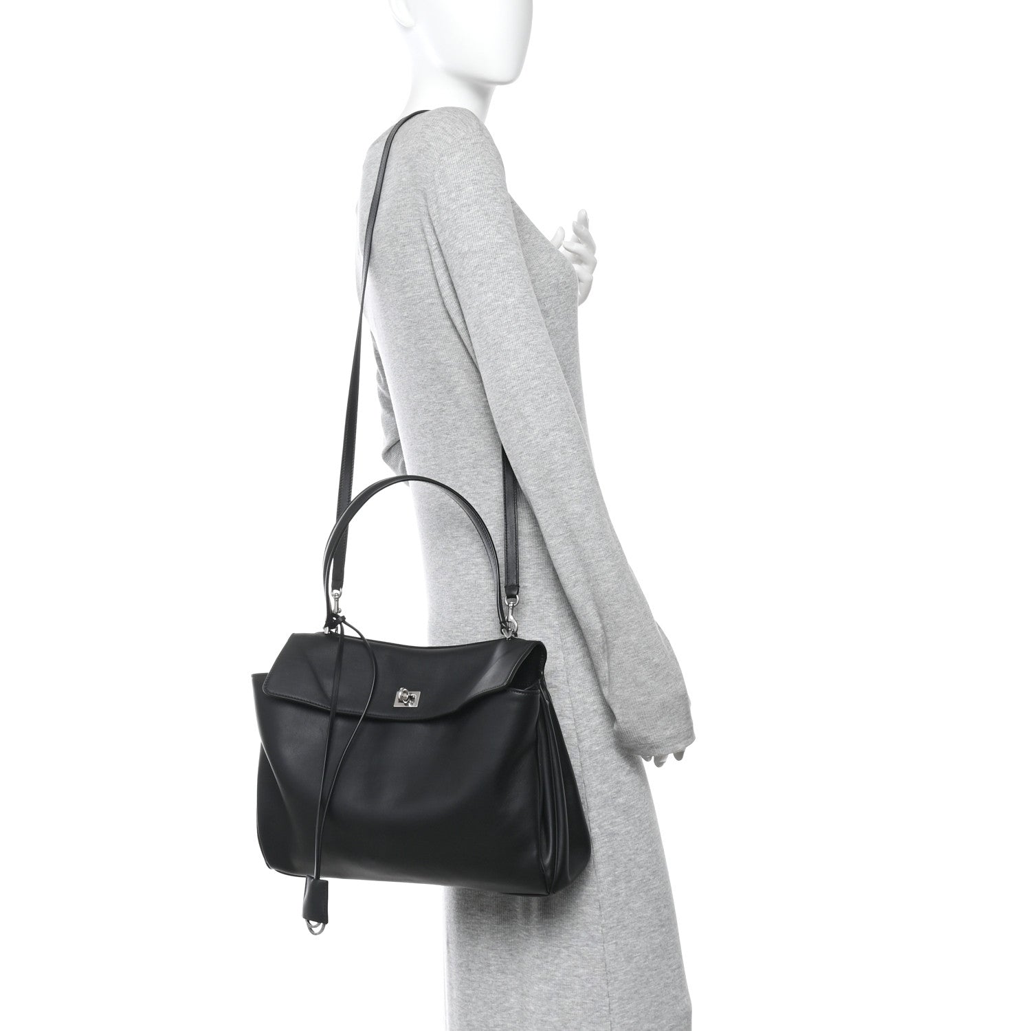 Balenciaga Natural Smooth Calfskin Medium Rodeo Top Handle Handbag Black 2 of 9