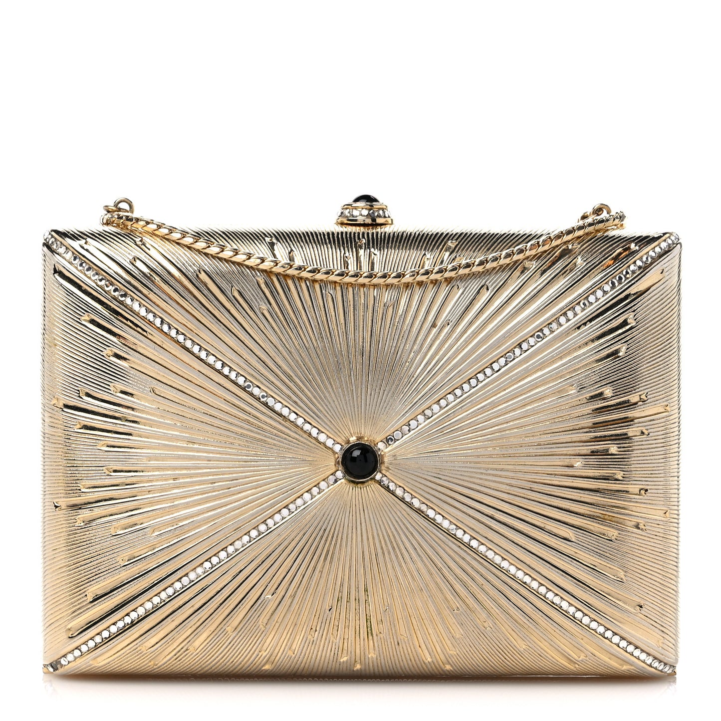 Swarovski Crystal Minaudiere Clutch Gold