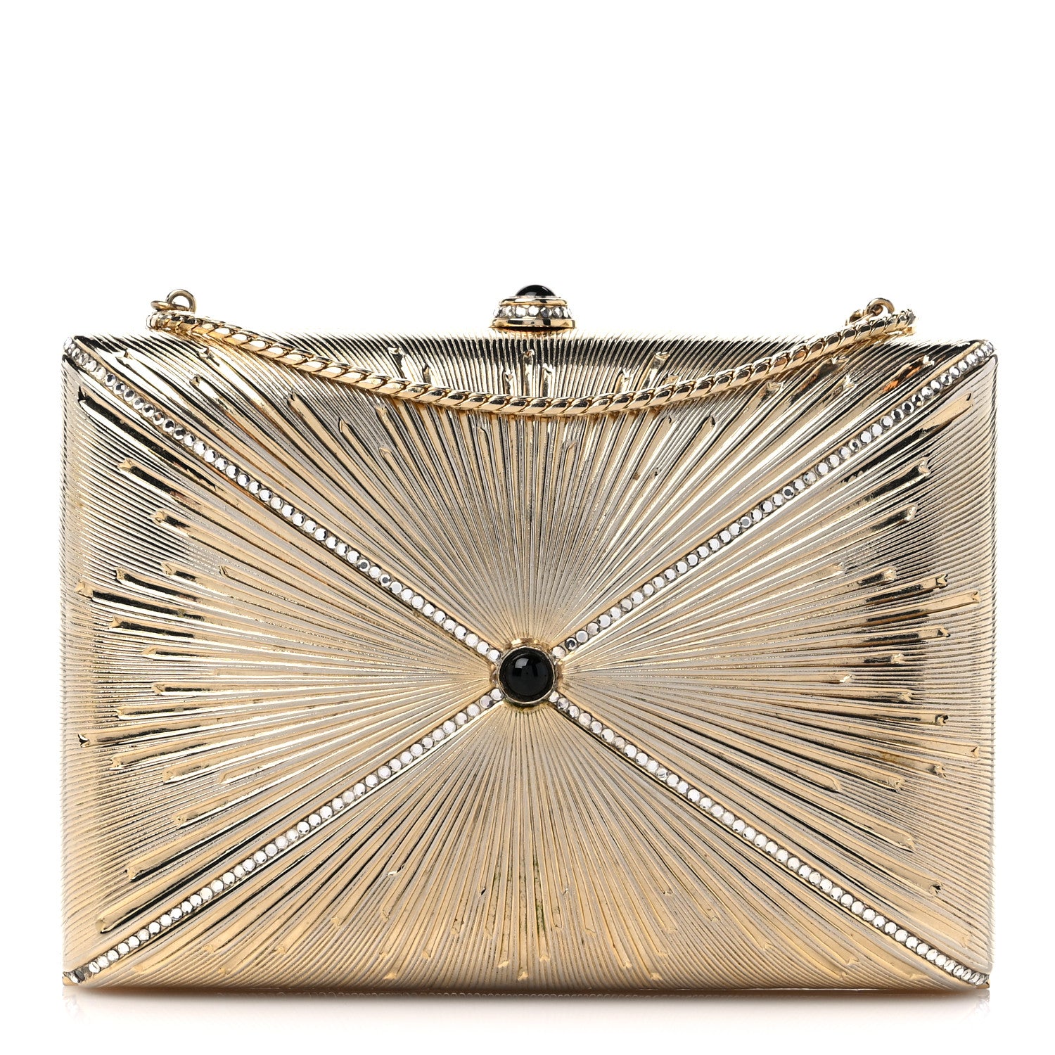 Judith Leiber Swarovski Crystal Minaudiere Clutch Gold 1 of 10