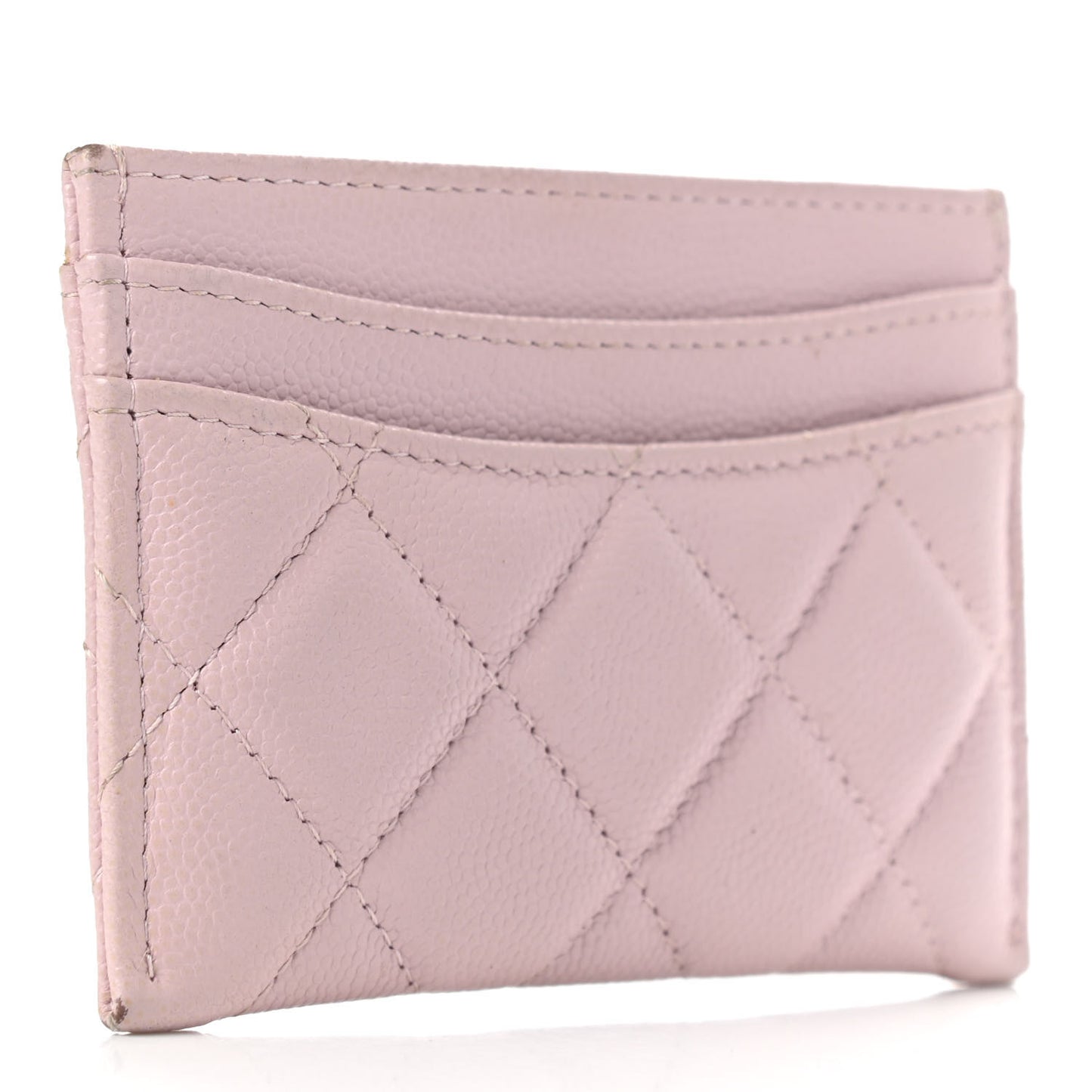 Caviar Quilted Card Holder Light Pink