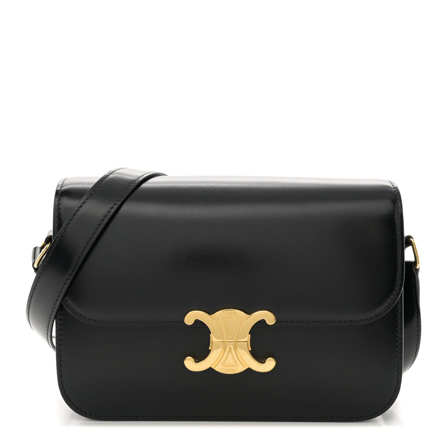 Celine Shiny Calfskin Medium Triomphe Black 1 of 15