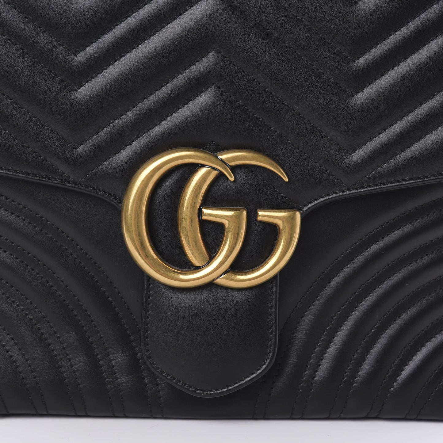 Calfskin Matelasse Medium GG Marmont Top Handle Shoulder Bag Black