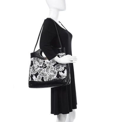 Chanel Patent Calfskin Canvas Printed Medium 31 Shopping Bag Black 2 of 10