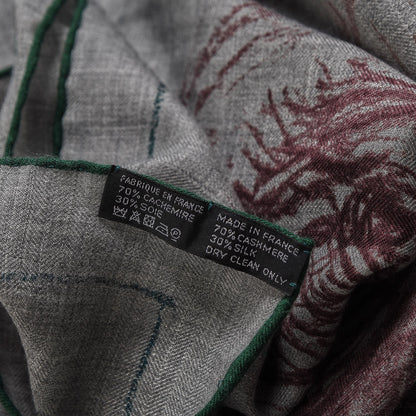 Hermes Cashmere Silk Pirouette au Galop Shawl 140 Gris Chine Prune Vert 5 of 5