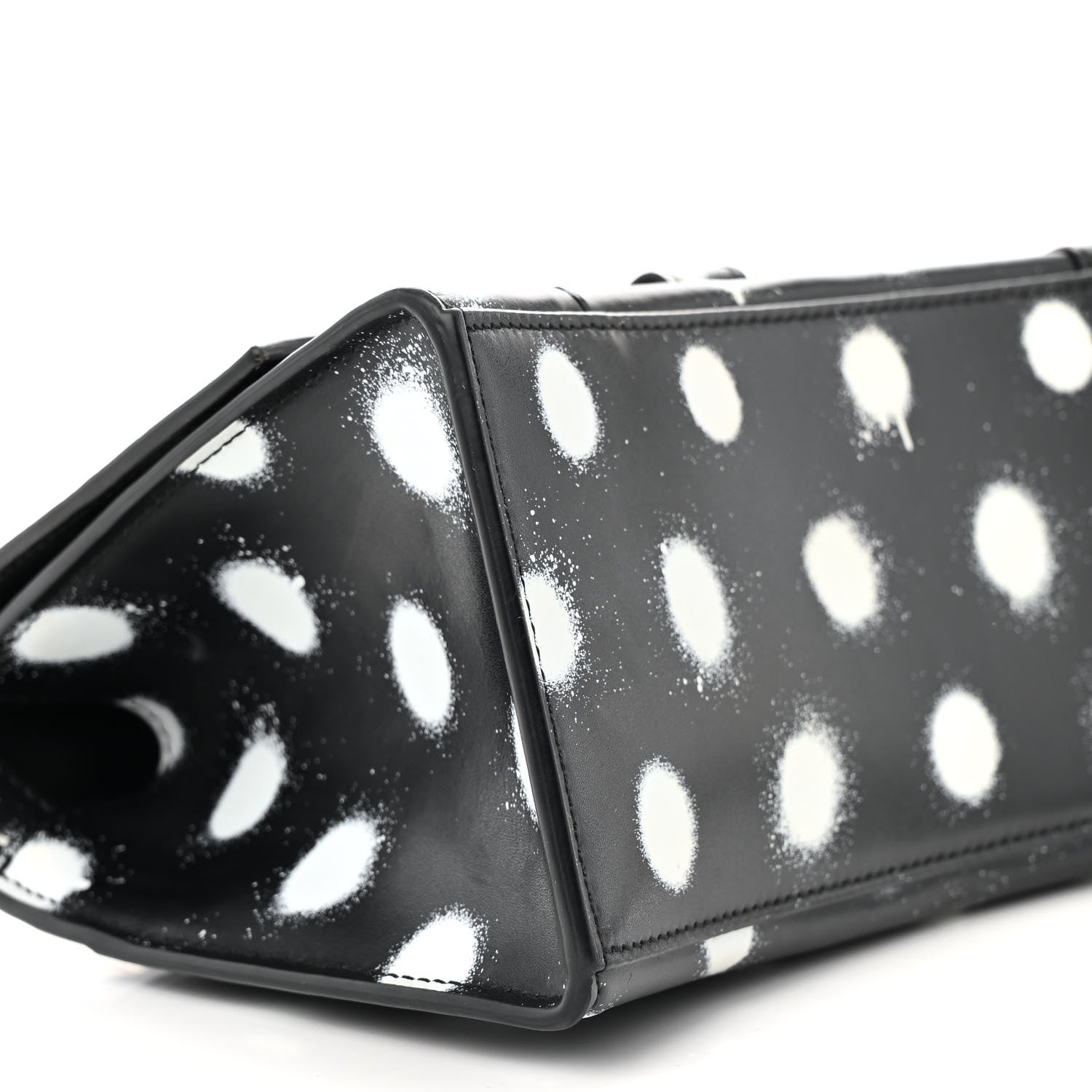 Balenciaga Smooth Calfskin Spray Polka Dot Small Hourglass Top Handle Bag Black White 9 of 13