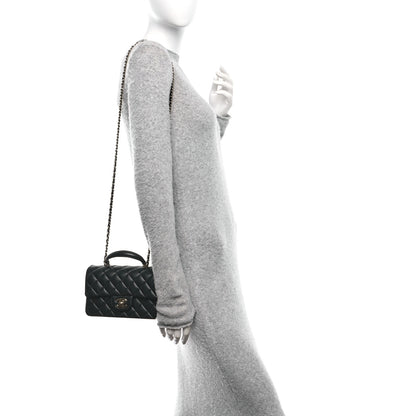 Chanel Lambskin Quilted Mini Top Handle Rectangular Flap Black 2 of 12