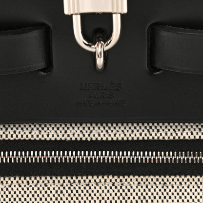 Hermes Toile H Berline Vache Hunter Herbag Zip PM 31 Black Ecru 7 of 13
