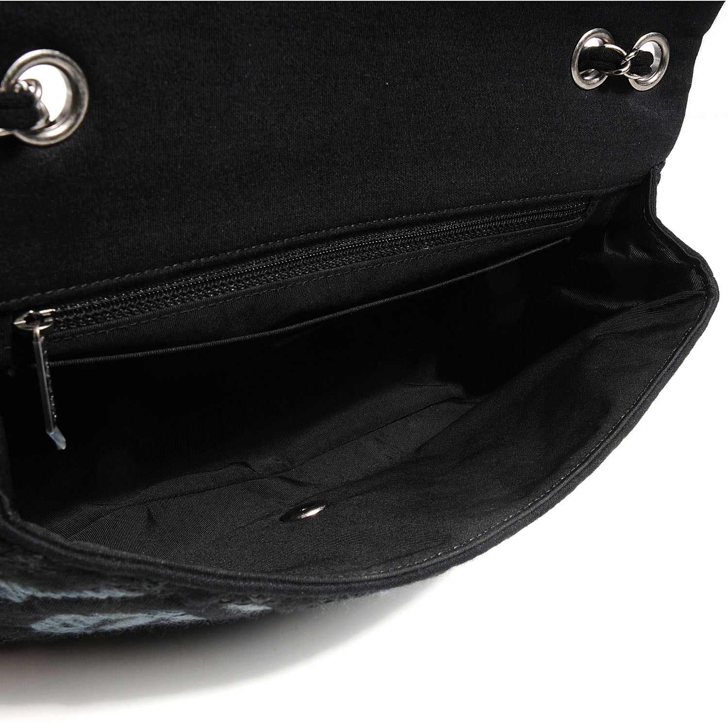 Chanel Jersey Embroidered Large Flap Black 5 of 8