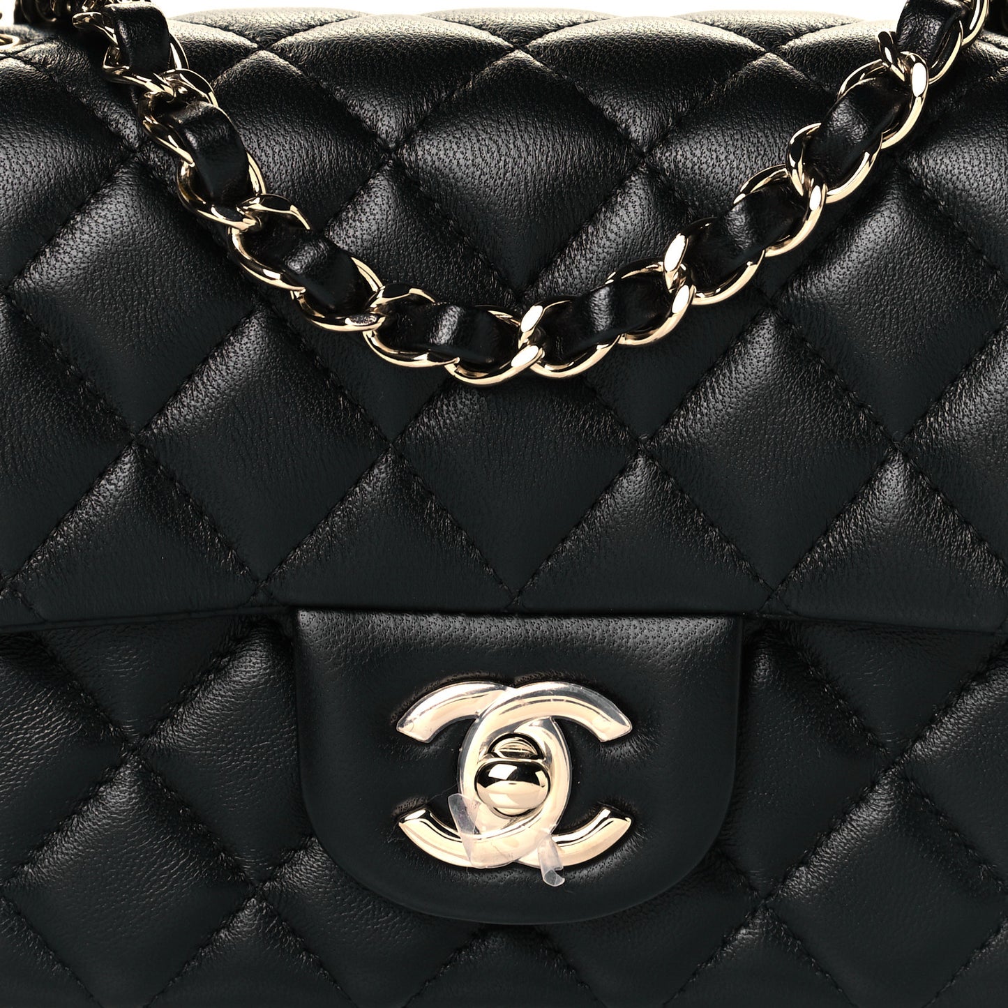 Lambskin Quilted Mini Rectangular Flap Black