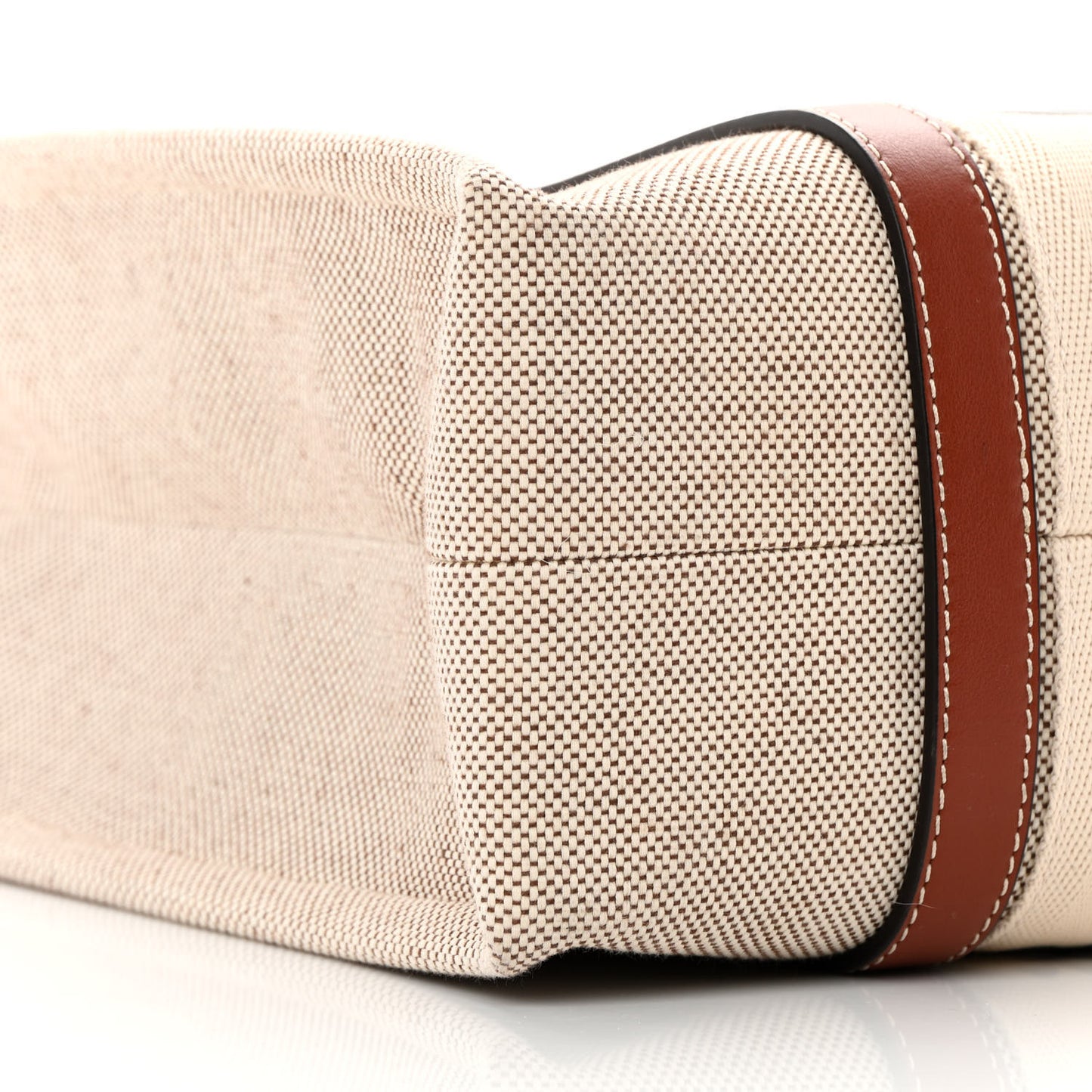 Cotton Calfskin Medium Woody Ribbon Tote White Brown