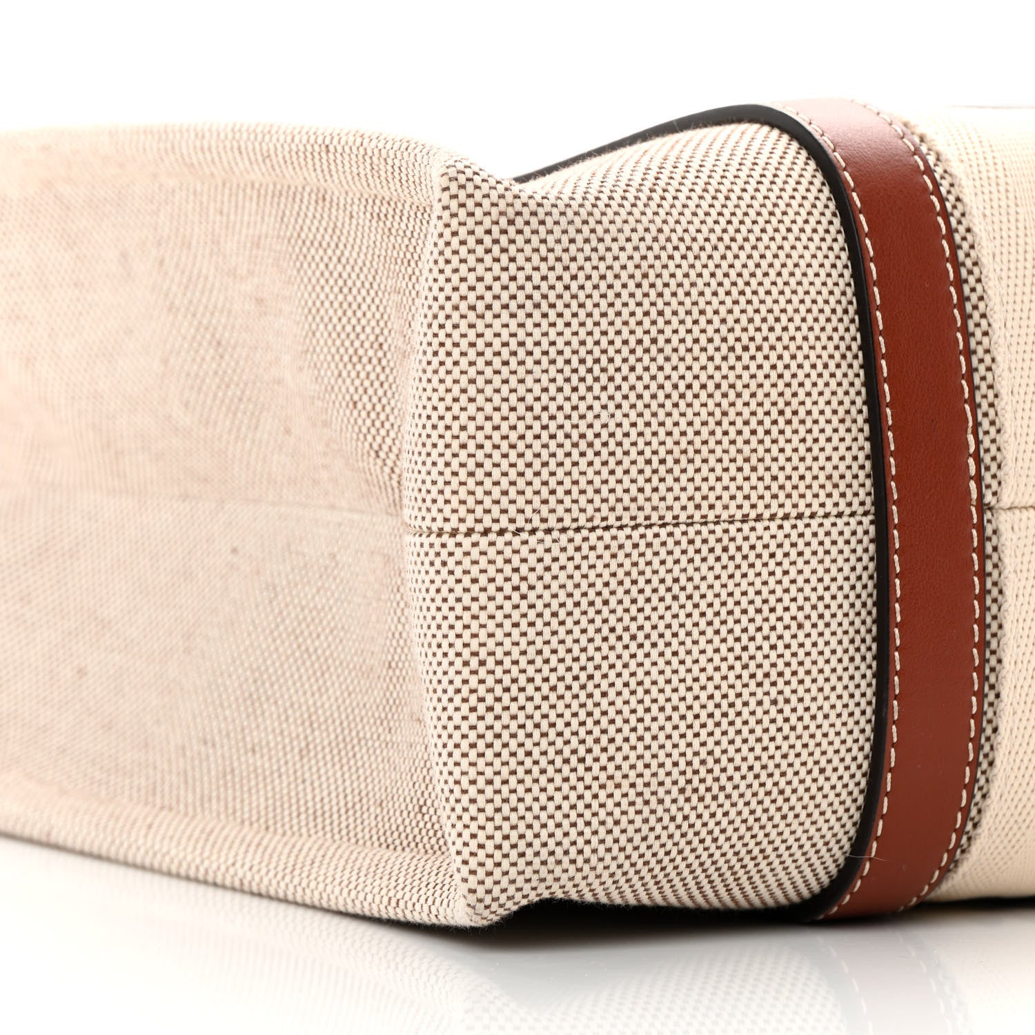 Chloe Cotton Calfskin Medium Woody Ribbon Tote White Brown 9 of 12