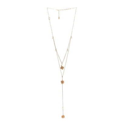 Christian Dior Metal Pearl Flower Double Necklace Rose Gold 7 of 10