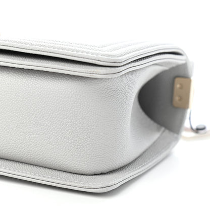Chanel Caviar Quilted Medium Boy Flap Light Grey 10 of 10