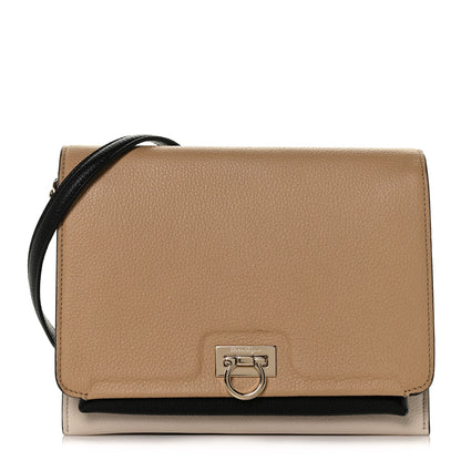 Salvatore Ferragamo Grained Calfskin Trifolio Flap Bag Dune Bone 1 of 10