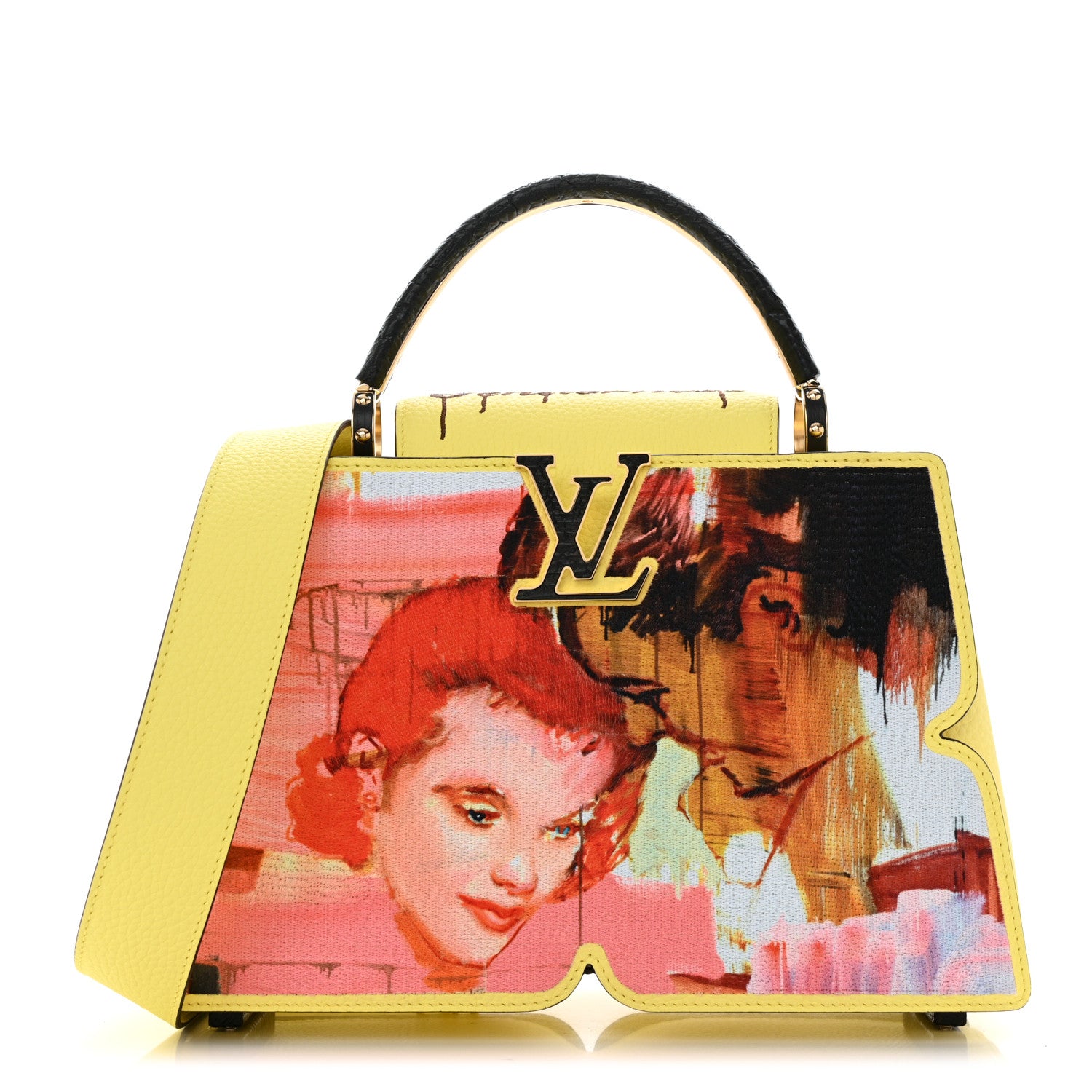 Louis Vuitton Taurillon Embroidered Tenderness Capucines MM Yellow Multicolor 1 of 13