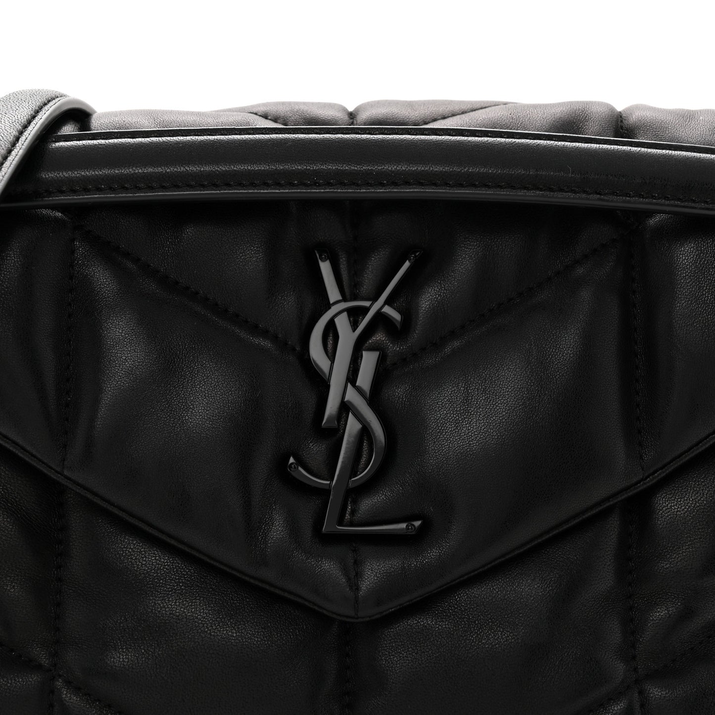 Lambskin Quilted Monogram Monochrome Small Loulou Puffer Chain Satchel Black