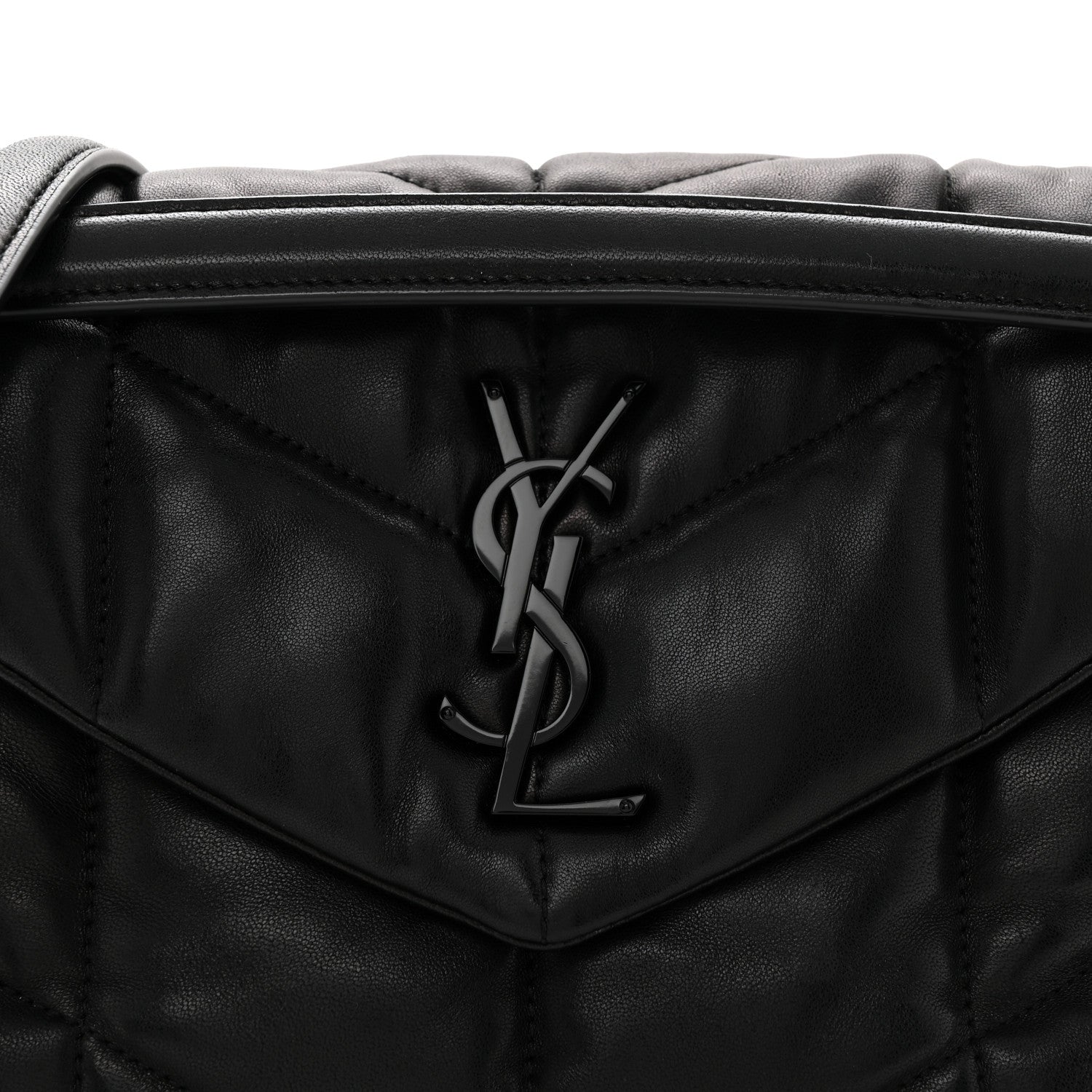 Saint Laurent Lambskin Quilted Monogram Monochrome Small Loulou Puffer Chain Satchel Black 8 of 10