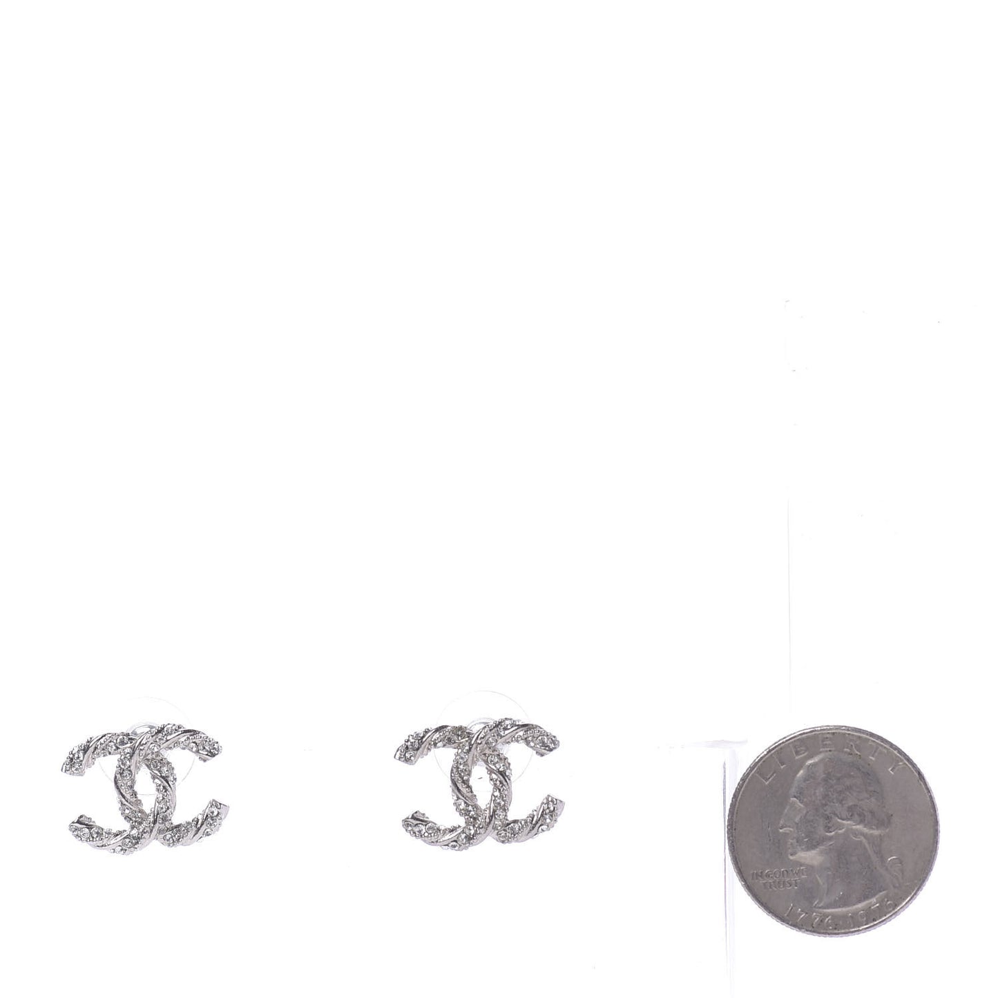 Crystal CC Twisted Earrings Silver