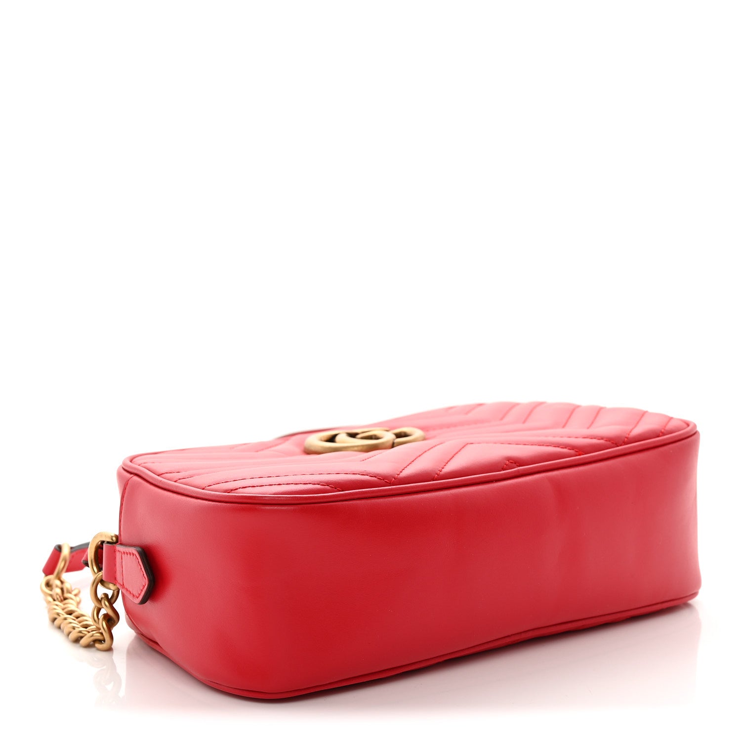 Gucci Calfskin Matelasse Small GG Marmont Chain Shoulder Bag Hibiscus Red 4 of 10