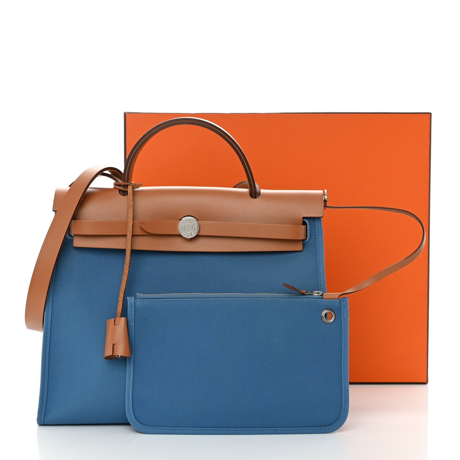 Hermes Vache Hunter Toile Herbag Zip 31 PM Azur Natural 13 of 13