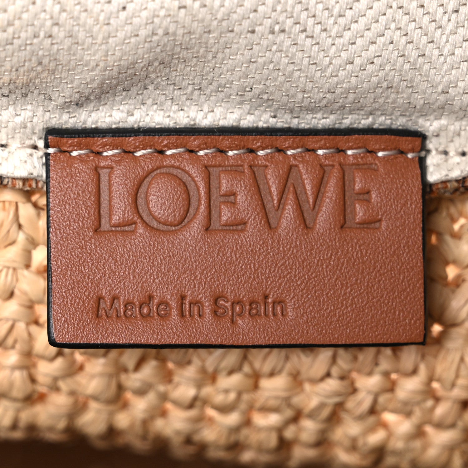 Loewe Calfskin Raffia Anagram Paulas Ibiza Pochette Bag Natural Tan 5 of 9