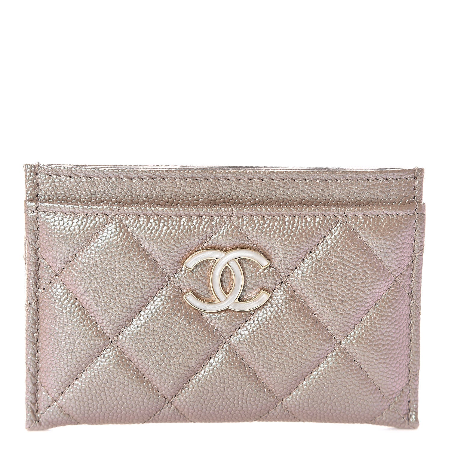 Chanel Iridescent Caviar Quilted Card Holder Beige 1 of 9