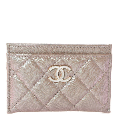 Chanel Iridescent Caviar Quilted Card Holder Beige 1 of 9