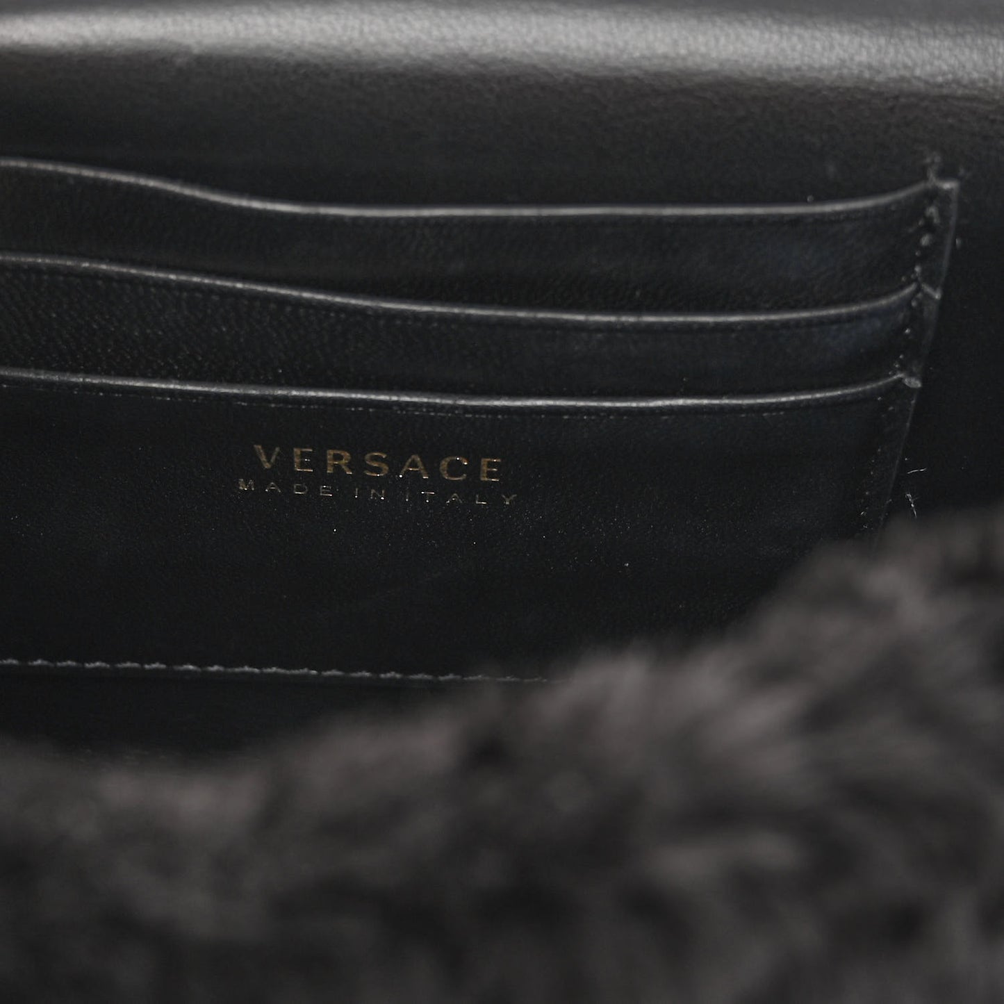 Faux Fur Quilted Virtus Shoulder Bag Black