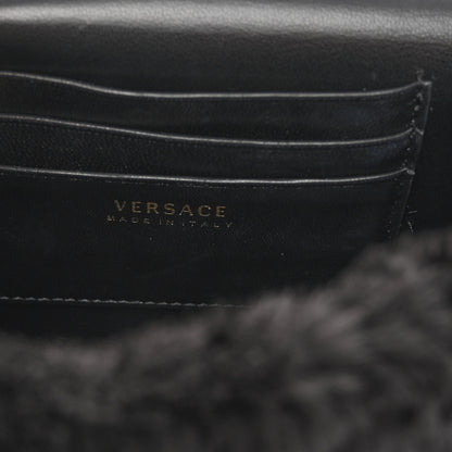 Versace Faux Fur Quilted Virtus Shoulder Bag Black 6 of 9
