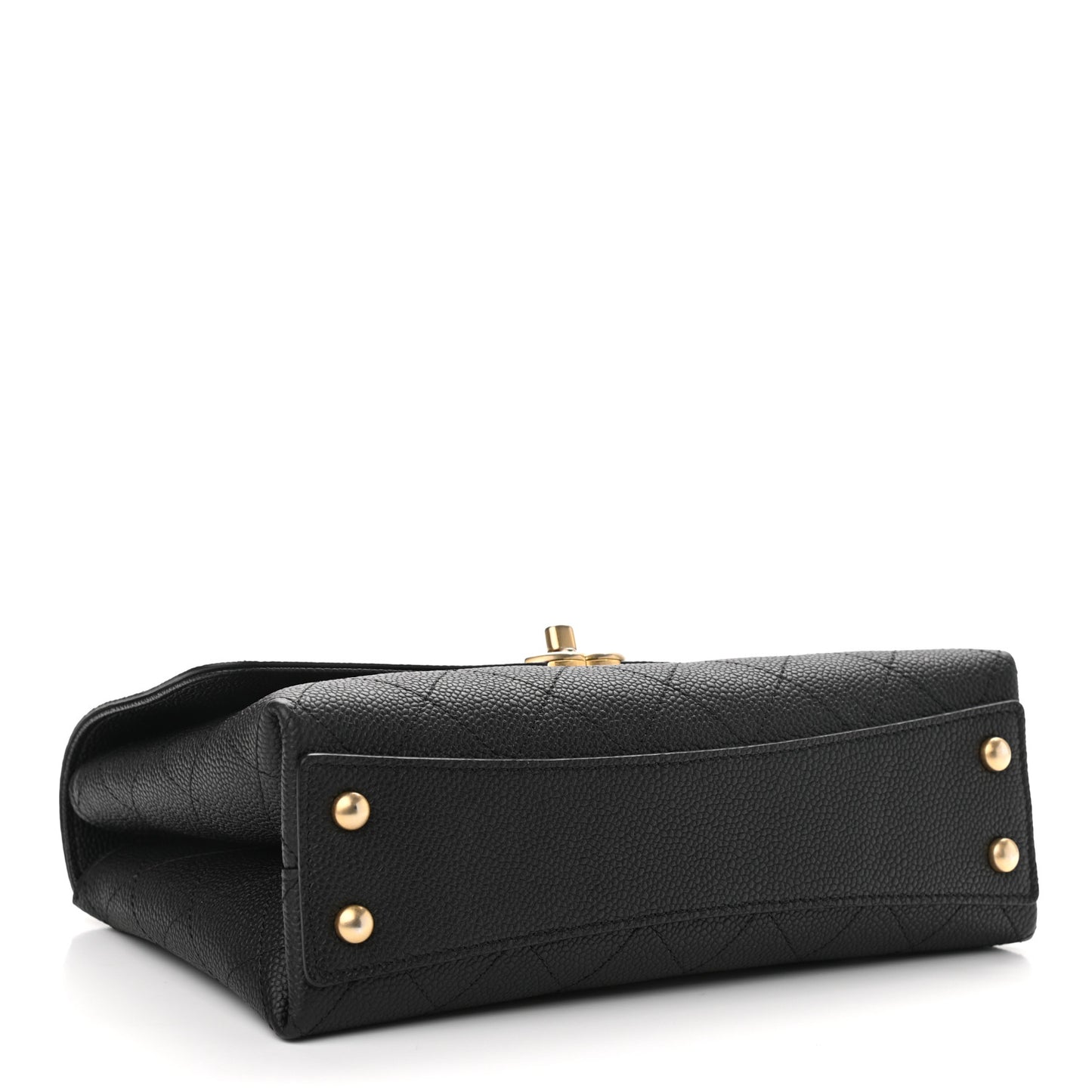 Caviar Diamond Stitched Small Top Handle Flap Black