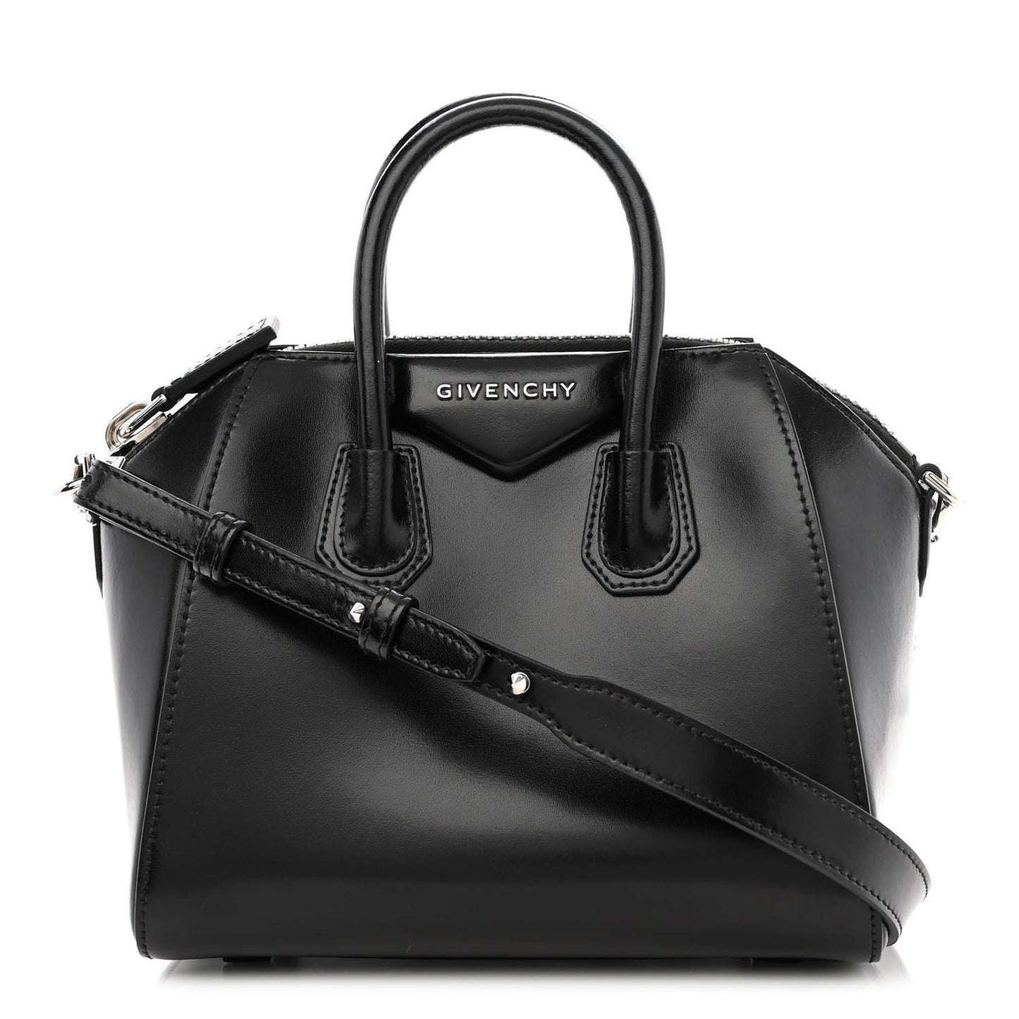 Shiny Lord Calfskin Mini Antigona Black