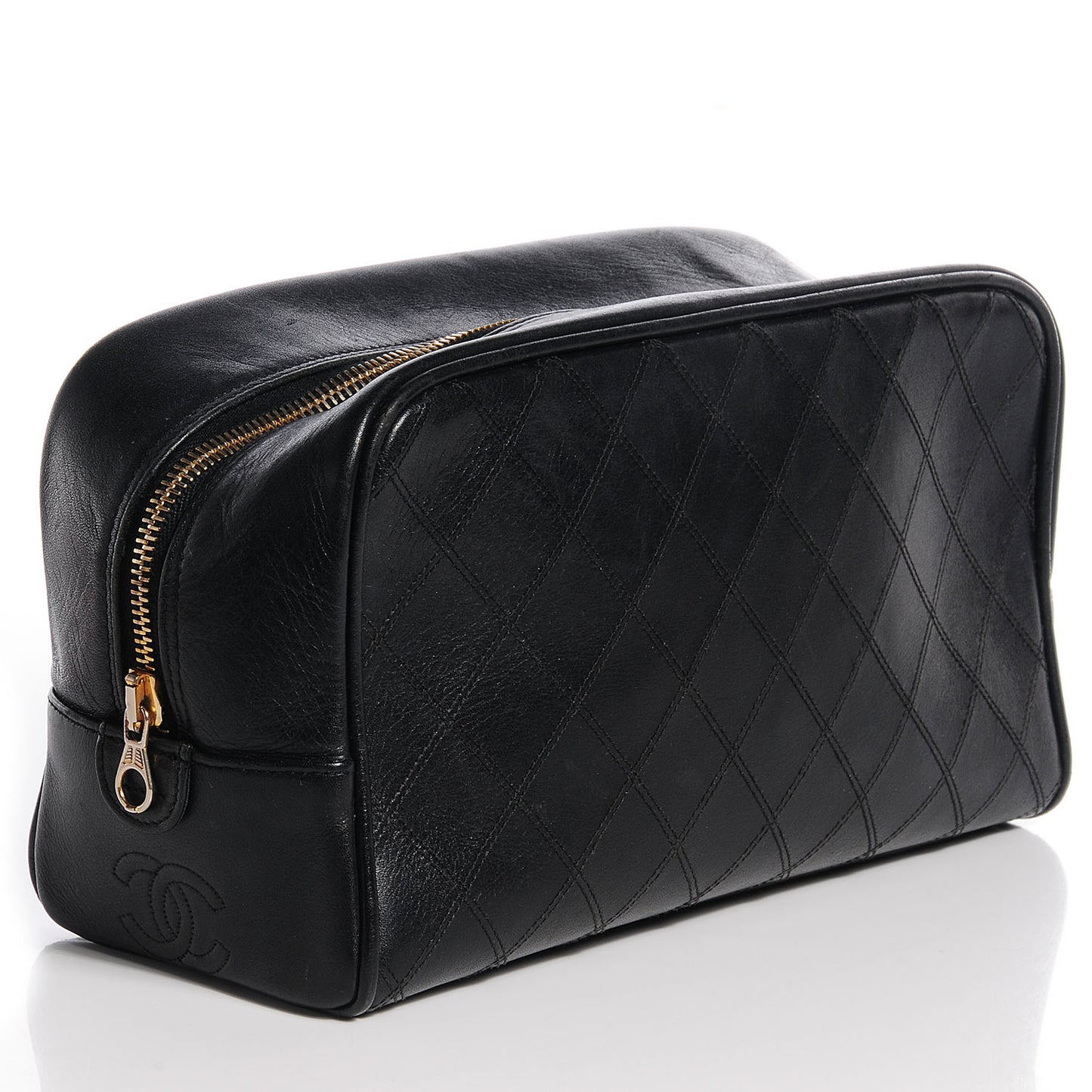 Calfskin Diamond Stitch Cosmetic Case