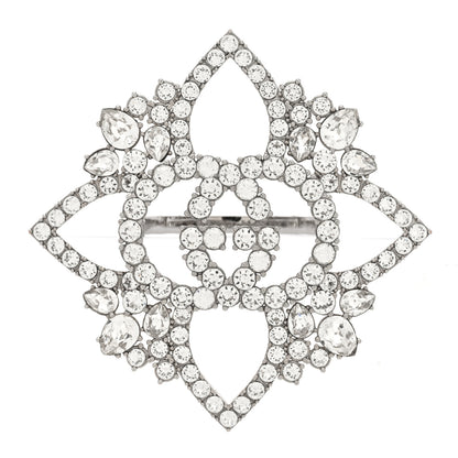 Gucci Metal Crystal Interlocking G Flower Ring S Silver 1 of 7