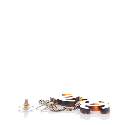 Chanel CC Crystal Drop Earrings Tortoise 3 of 5