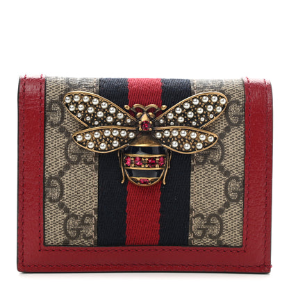 Gucci GG Supreme Monogram Queen Margaret Card Case Red 1 of 8