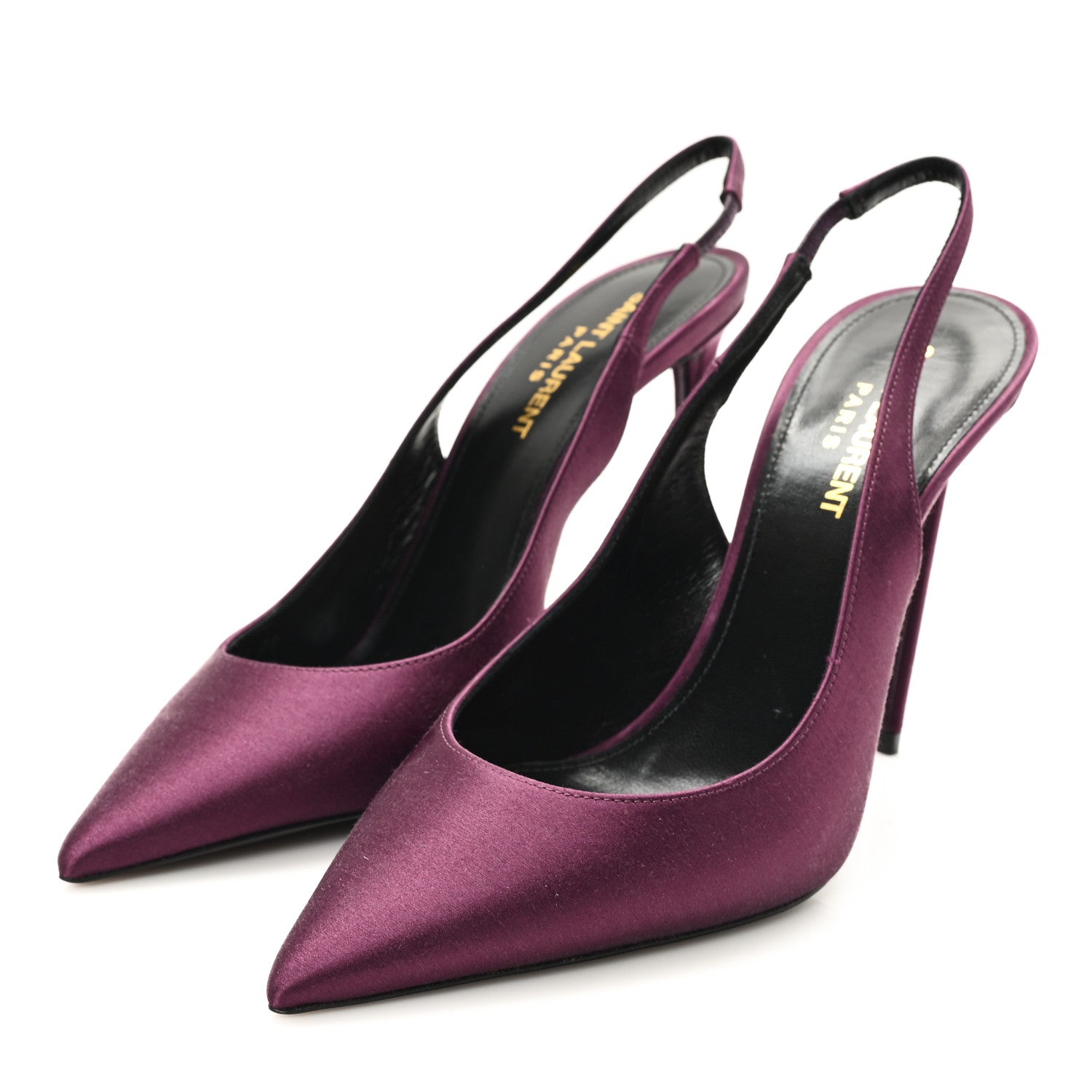 Saint Laurent Crepe Satin Zoe 105 Slingback Pump 38 Gem Purple 4 of 10