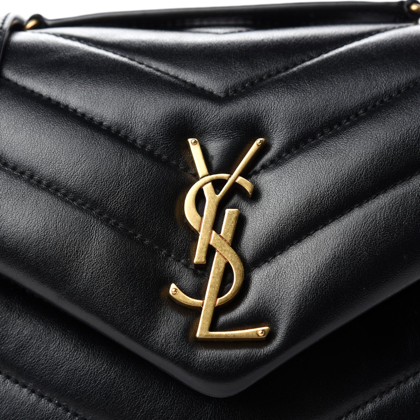 Calfskin Y Quilted Monogram Small Loulou Chain Satchel Black