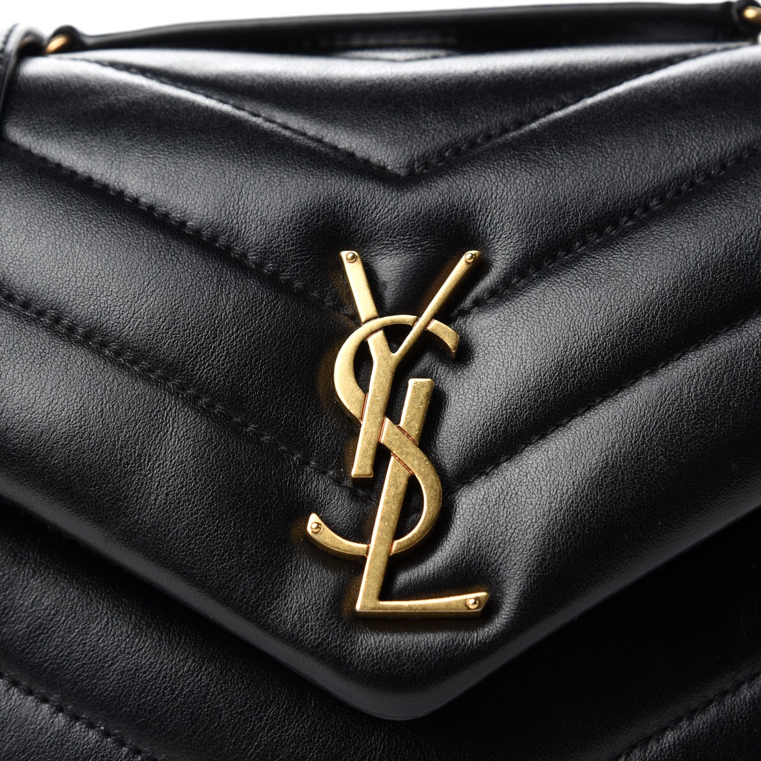 Saint Laurent Calfskin Y Quilted Monogram Small Loulou Chain Satchel Black 11 of 11