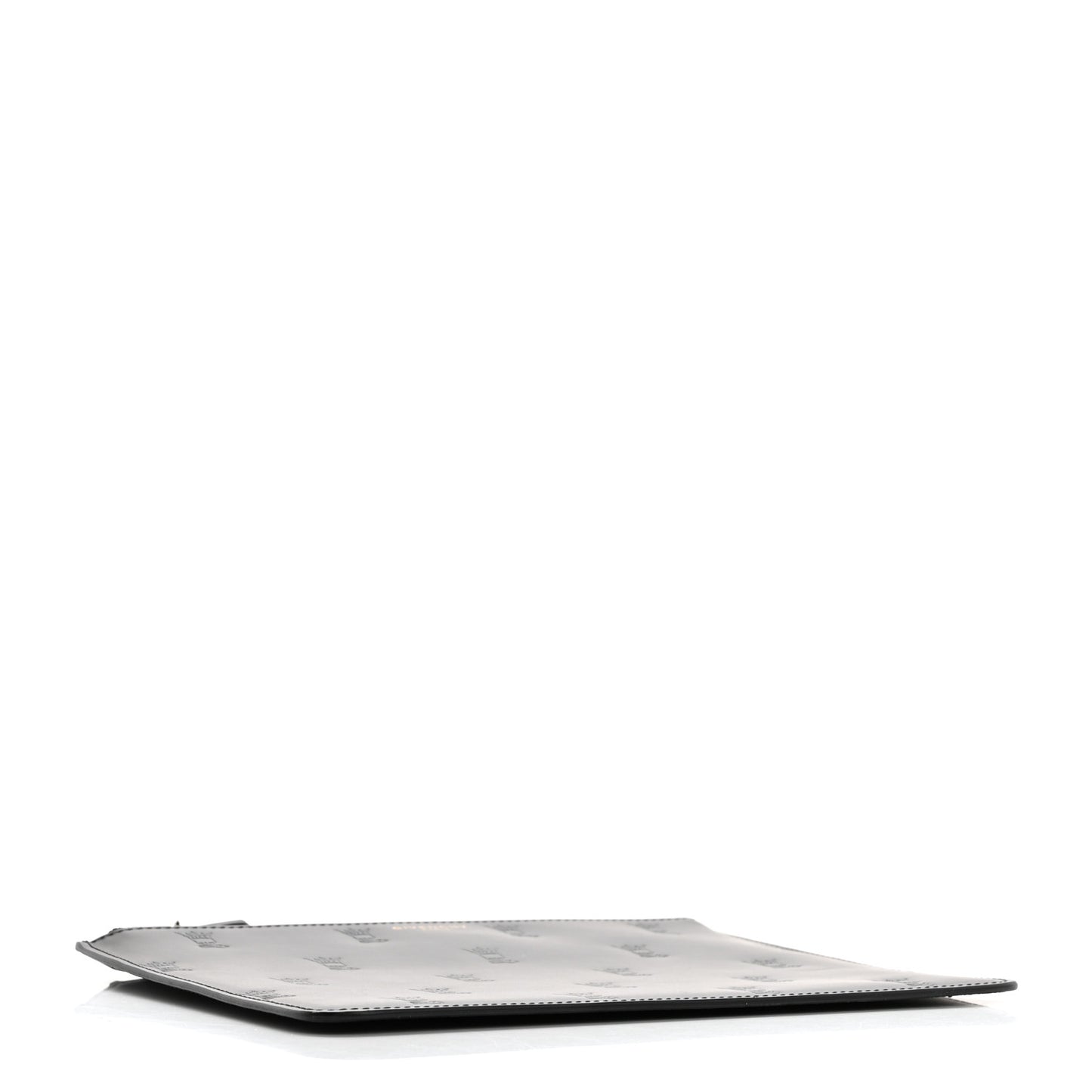 Smooth Calfskin Skull Embossed Zip Pouch Black