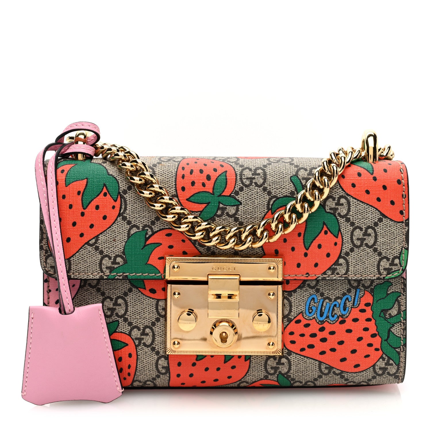 Gucci GG Supreme Monogram Strawberry Small Padlock Shoulder Bag 1 of 11