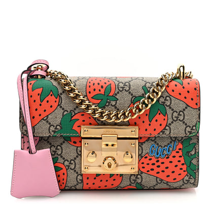 Gucci GG Supreme Monogram Strawberry Small Padlock Shoulder Bag 1 of 11