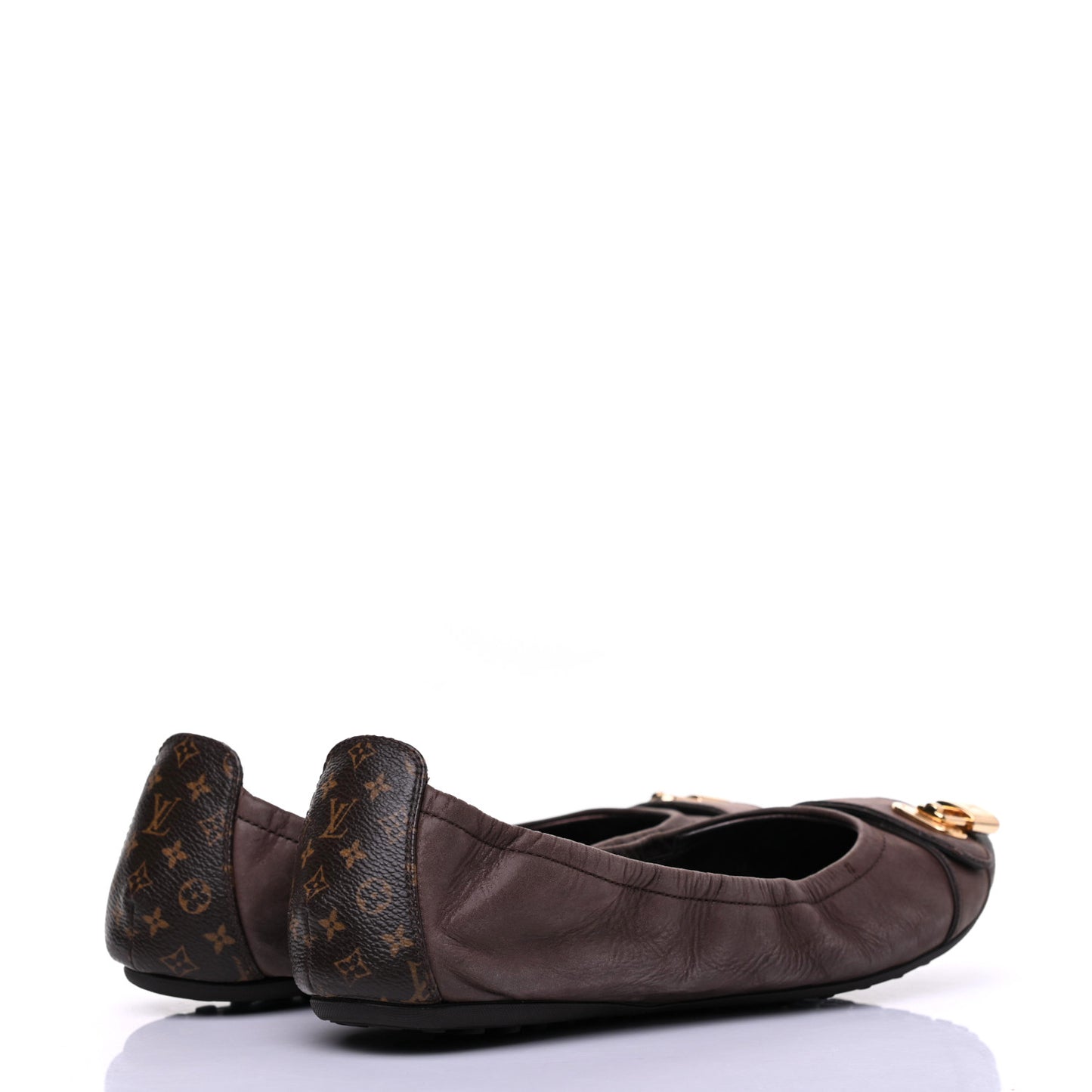 Monogram Suede Lucky Ballerina Flats 39 Brown