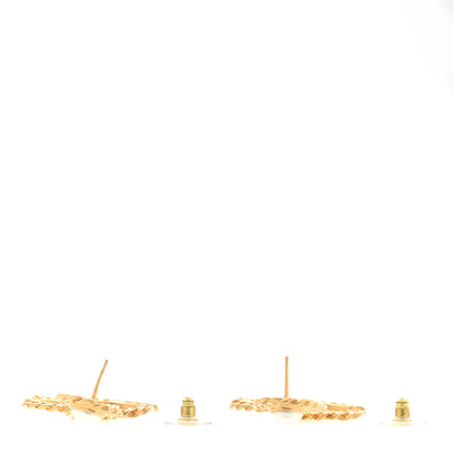 Chanel Metal Pearl CC Chain Drop Earrings Gold 3 of 4